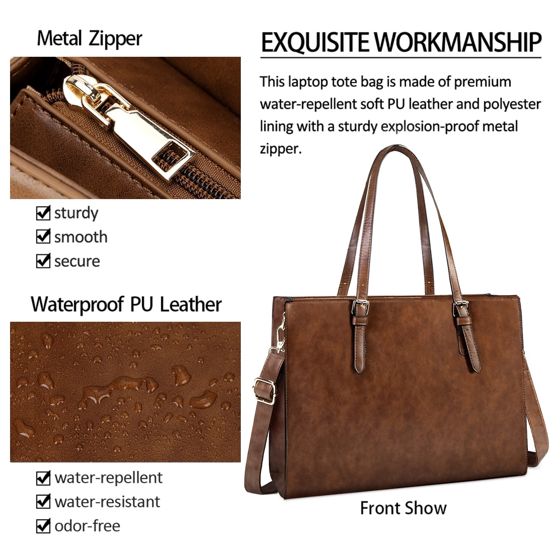 HangBag for Women 15.6 Inch Computer Tote Bag Waterproof Lightweight Leather Business Office Briefcase Large Capacity Handbag Shoulder Bag Professional Office Work Bag