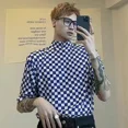 thumbnail image 4 of Ropa para hombre, camisetas ajustadas para hombre, jersey a cuadros, tops ajustados con cuello alto estampado Y2k Harajuku, moda social, manga larga, oferta, 4 of 5