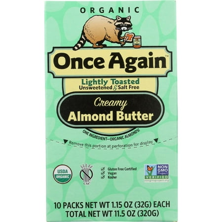 - Once Again Almond Butter - Organic - Lightly Toasted - Squeeze Pack - 1.15 oz - case of 10