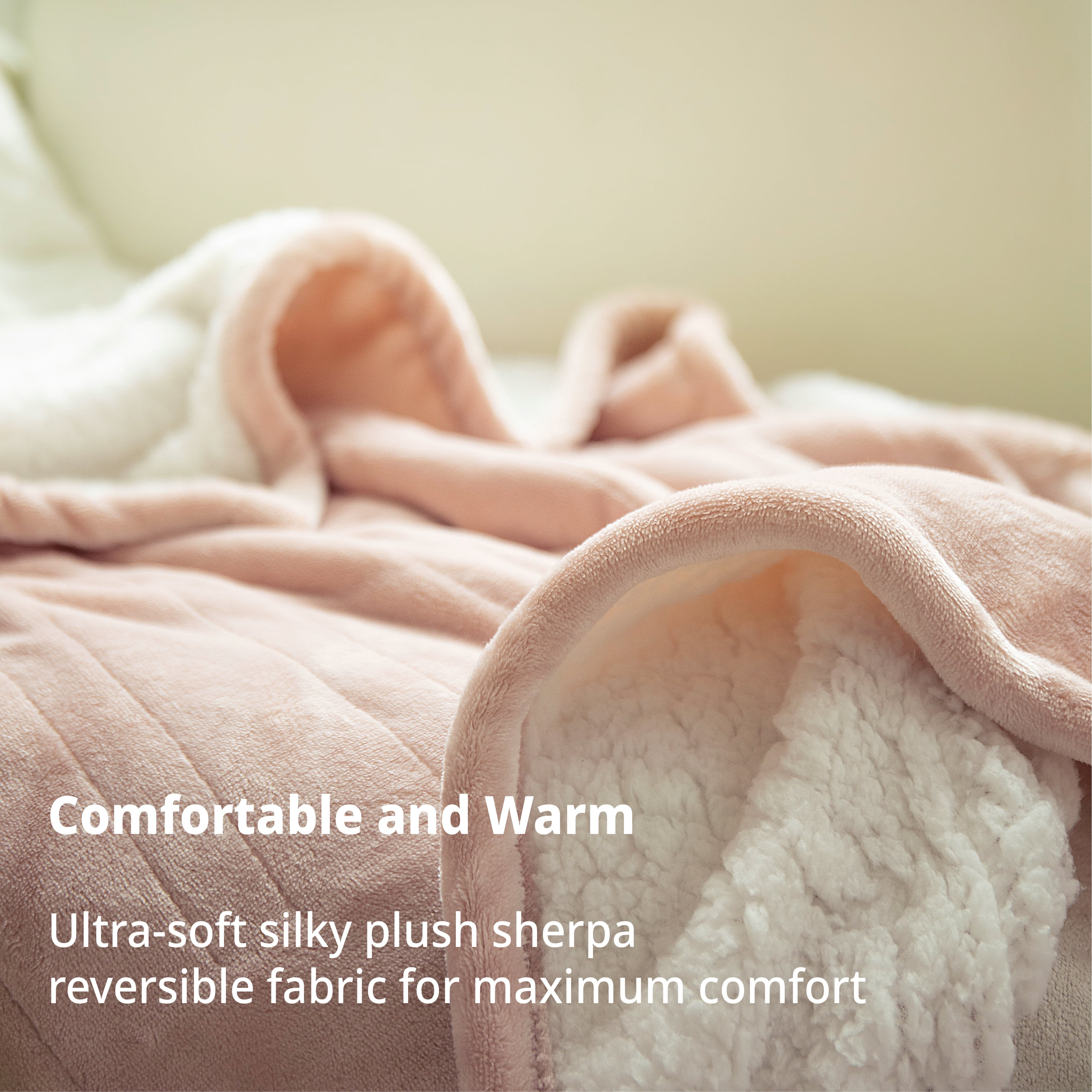 GOTCOZY Heated Blanket Electric Throw 50''X60'' with 4 Heating Level & 3 Hour Auto Off,Machine Washable - Rose Dust