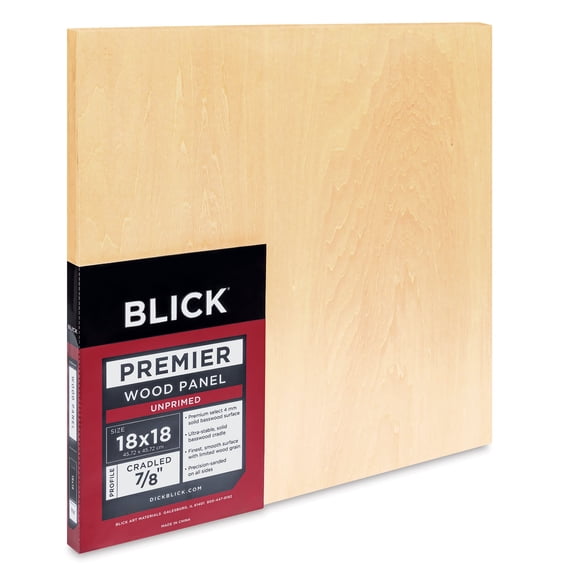Blick Premier Wood Panel - 18" x 18", 7/8" Traditional Profile, Cradled