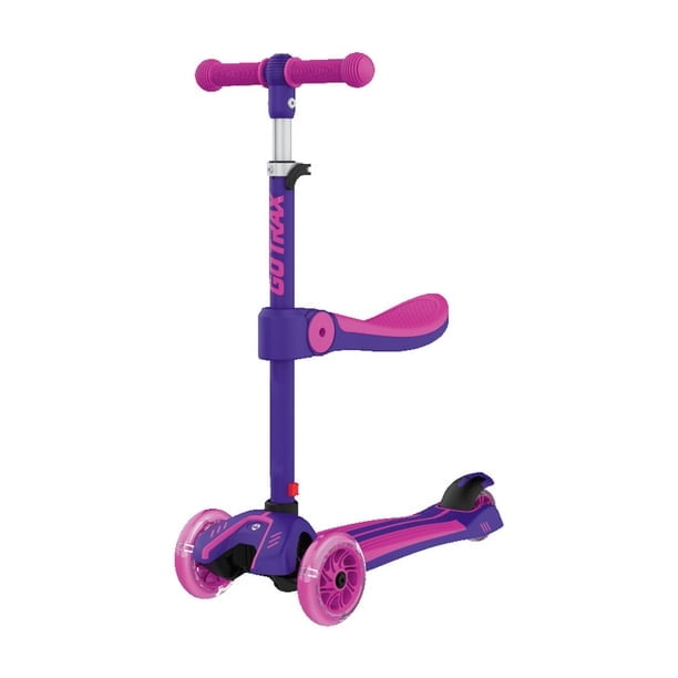 Gotrax GS2 Trottinette Pliable 2-en-1 pour Enfants de 2 à 6 Ans, avec Siège Amovible, Hauteurs de Guidon Ajustables, Roues Lumineuses, Plateau Grand, Charge Maximale de 100 Lb – Cadeau Parfait pour Garçons et Filles, Violet