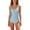 #341-Sky Blue, variant on Women's Solid Color Swimsuit Crinkle Textured Built-in Bra Tie-up Backless Hollow Out Strappy One Piece Stylish Beach Vacation