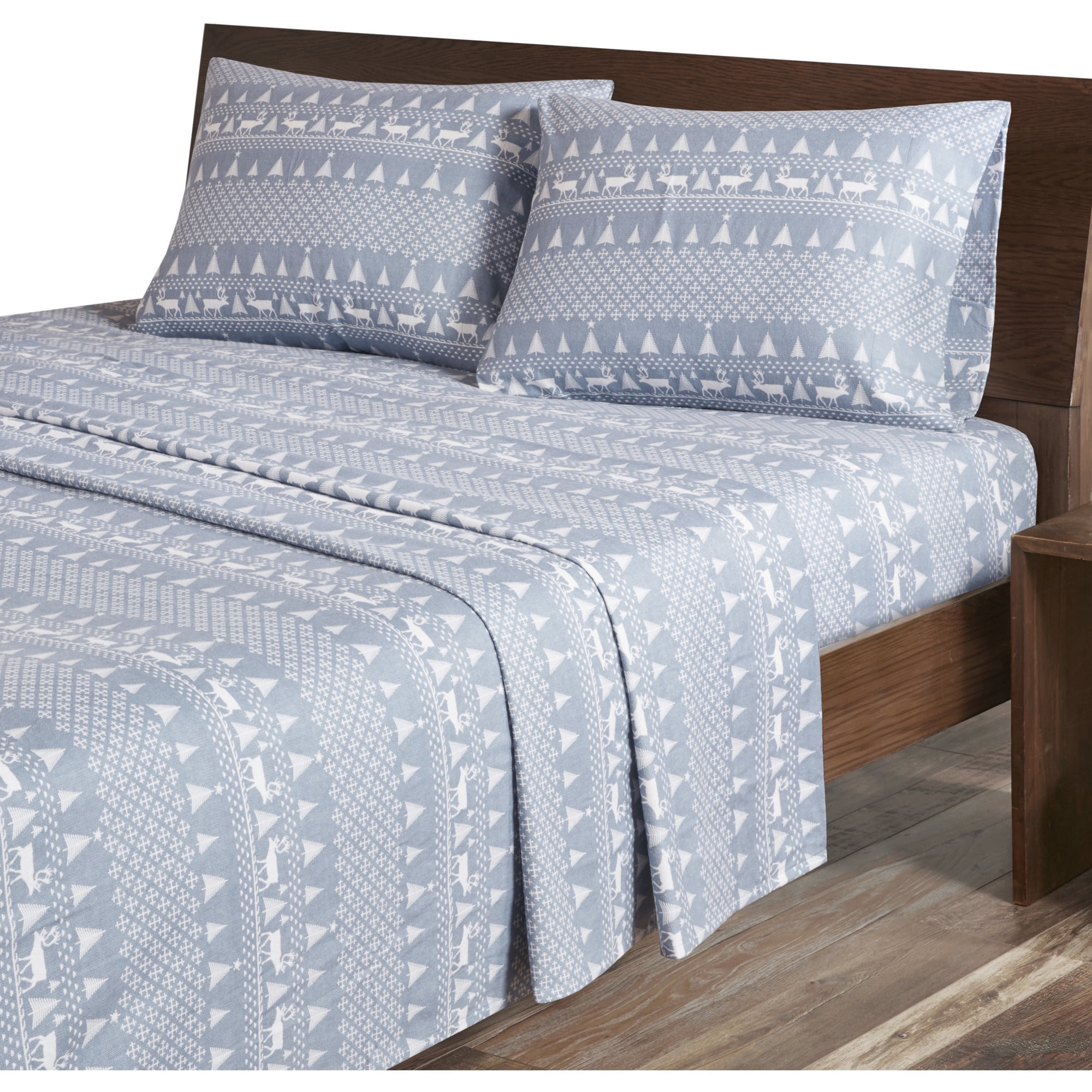 Woolrich Lodge, Cabin 160 GSM Blue Novelty Cotton Sheet Sets, California King, 4 Pieces