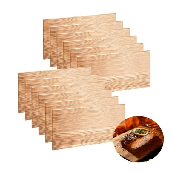 QZS Cedar Grilling Planks,12x5.7x0.3In Cedar Planks for Grilling Salmon,Add Best Flavor to Salmon,Veggies,Restaurant,Pack of 10
