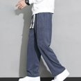 thumbnail image 2 of Raeneomay Pocket Uniform Work Soft Chino Pants Men's Fashion Drawstring Elastic Waist Solid Color Casual Sweat Length Pants, 2 of 5