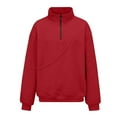 thumbnail image 4 of NMMUED Sweatshirt with Dog Pouch Quarter Zip Sweatshirt Women Pet Pouch Sweatshirt Baggy Sweatshirt with Cat Pouch Plain Sweatshirt Cat Pouch Sweatshirt Red XL, 4 of 5