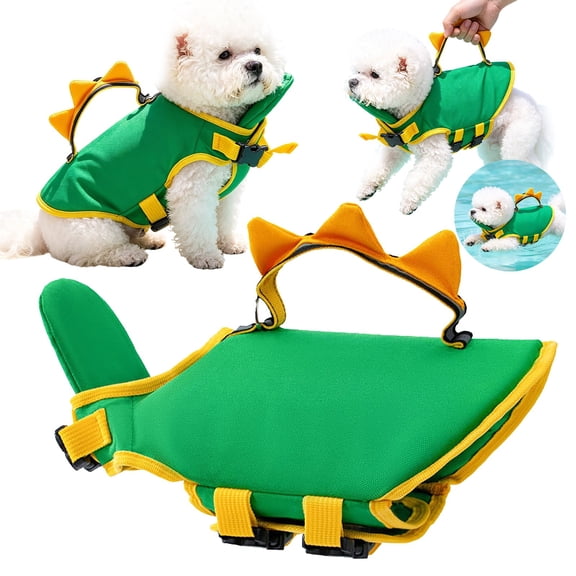 Dog Life Jacket with Chin Float – Reflective Life Vest with Front Chin Support & Rescue Handle, Adjustable Flotation Suit for Small Medium Large Dogs, Pool Beach Boating