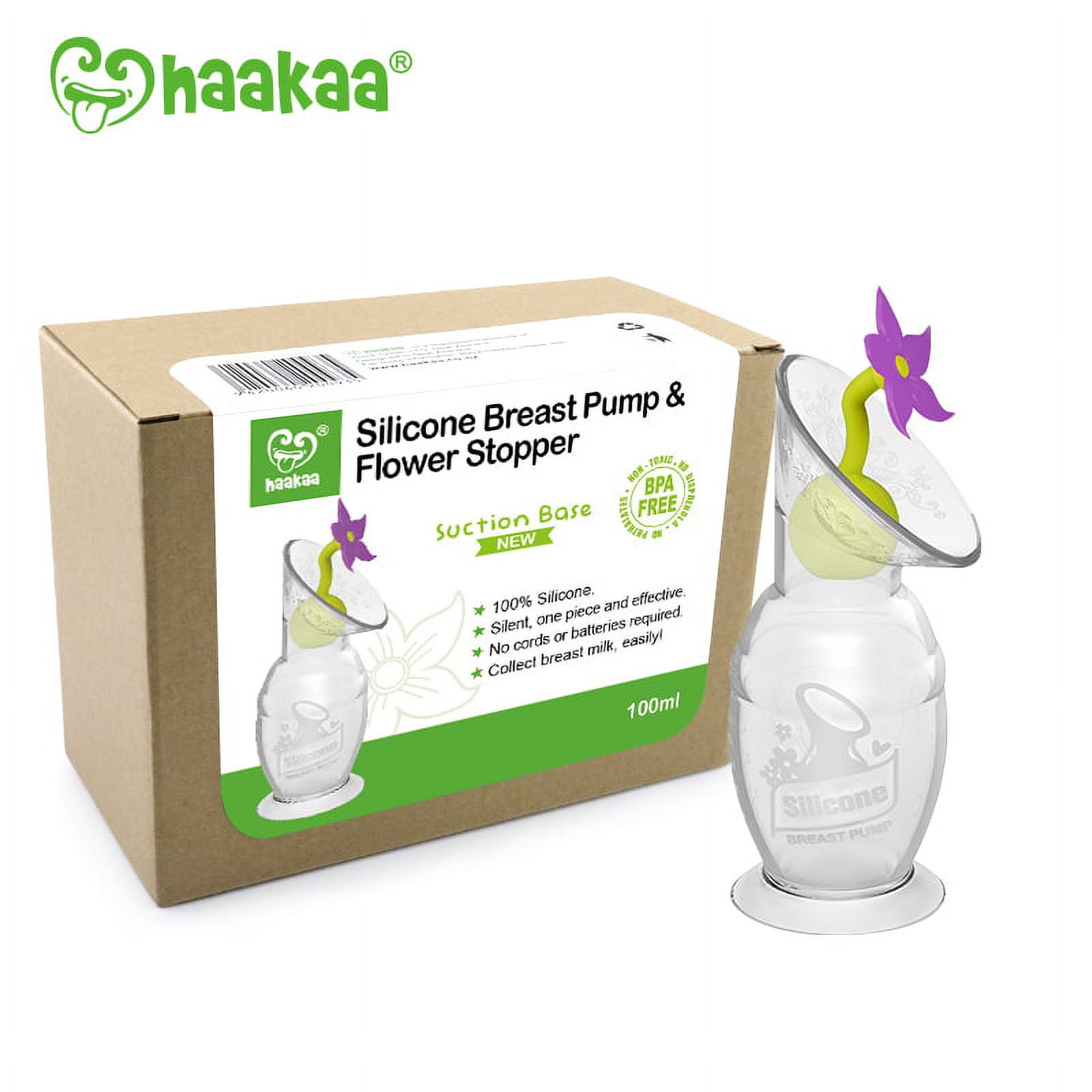 Haakaa Gen 2 Silicone Breast Pump with Suction Base and Purple Stopper 4 oz