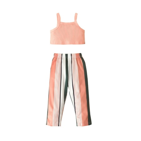 

Baby Girl Clothes Summer Tanks Pants 2pcs Stripe Outfit