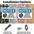 thumbnail image 3 of (2 Pack) No Idling Turn Off Engine And Chock Wheels OSHA Notice Sign 14 Inch X 10 Inch Indoor / Outdoor Rust-Free Aluminum Metal Signs for Workplace, Workshop, and Construction Site,, 3 of 8