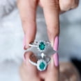 thumbnail image 5 of Rosec Jewels Lab Created Emerald Ring with Moissanite Halo for Women - 6X8 mm - AAAA Quality, 925 Sterling Silver, US 10.50, 5 of 9