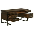 thumbnail image 2 of BenJara Mars 66 Inch Executive Desk with 6 Drawer, Mahogany Wood, Dark Brown, 2 of 5