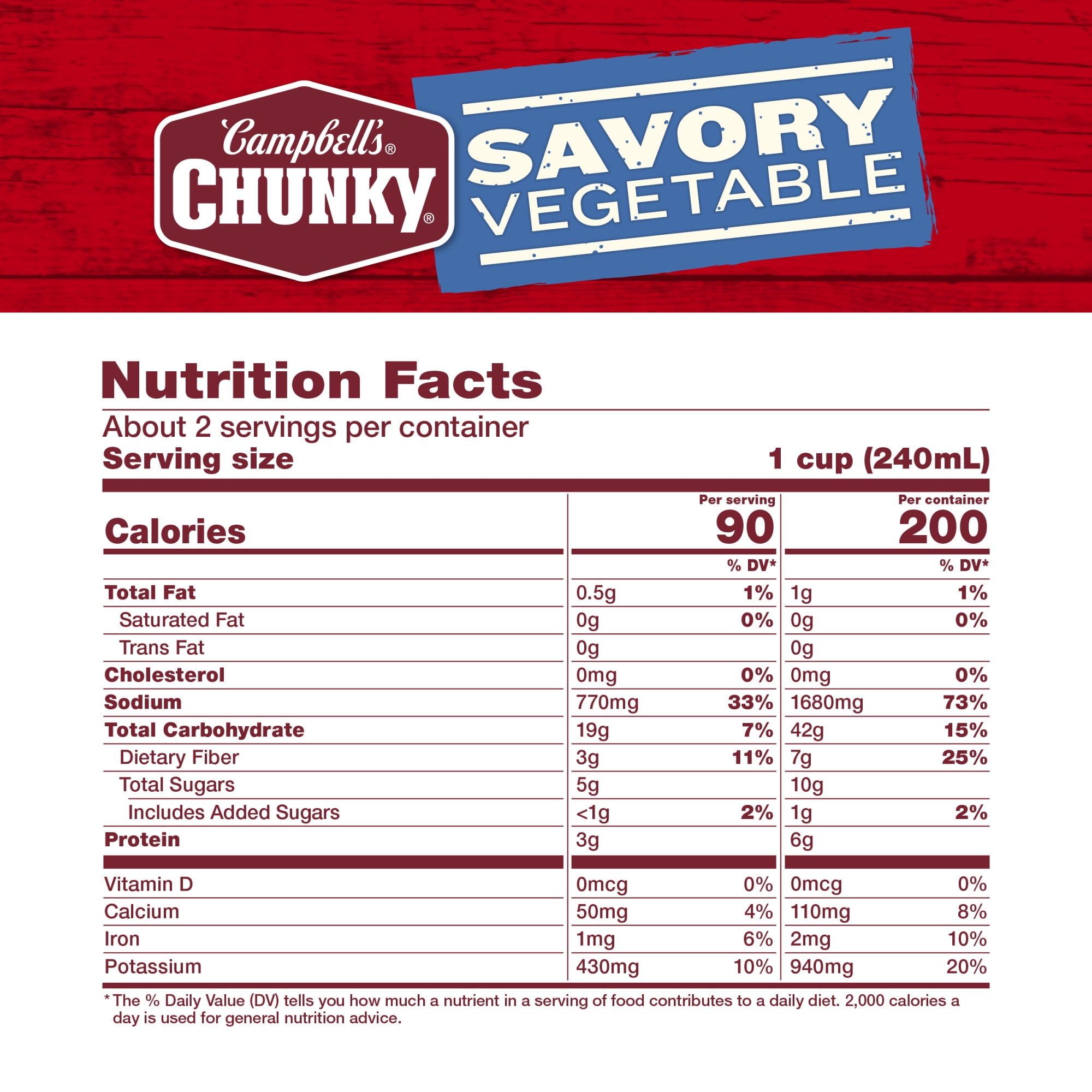 (12 pack) Campbell’s Chunky Soup, Ready to Serve Savory Vegetable Soup, 18.8 oz Can