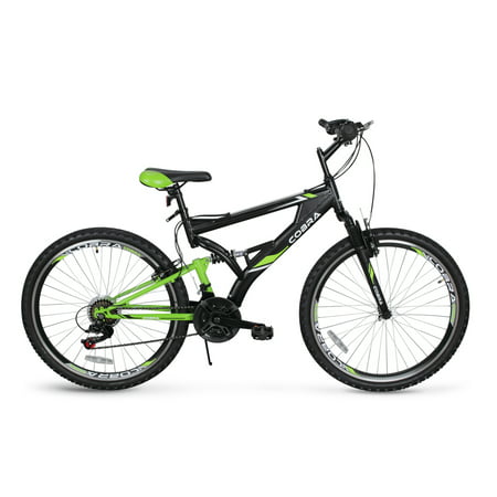 AKONZA Mountain 21-Speed Bicycle 26-Inch Full Suspension Fork Steel Frame w/ Disc Brake Anti-Skid Wheel,