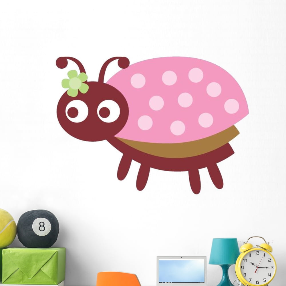 Wallmonkeys Cute Little Ladybug 4 L And Stick Wall Decals Wm90128 18 In W X 13 H