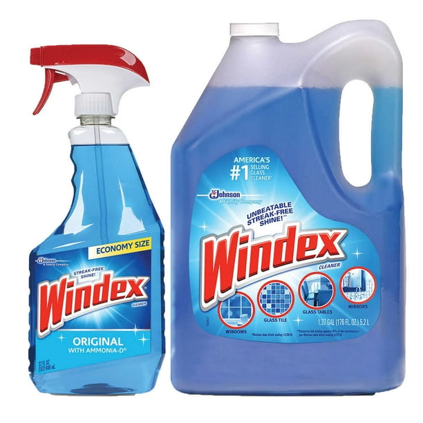 Windex Original Glass Cleaner, 32 fl oz & 176 fl oz refill Walmart