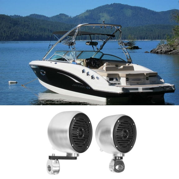 (2) Rockville MS40B Chrome 4" 200 Watt Marine Wakeboard Tower Boat Speakers