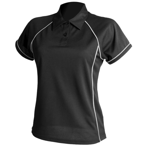Finden & Hales- Polo de deportes Coolplus con ribetes para mujer (Blanco/Negro)