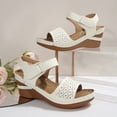 thumbnail image 6 of HomeDM Women's Wedge Sandals Open Toe Ankle Strap Arch Support Summer Walking Beach Sandals, Beige Size 6, 6 of 9