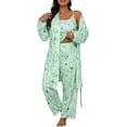 thumbnail image 2 of ZANKLEY Womens Pajamas Set 3 Piece Floral Butterfly Print Cami Top Long Pants Robe Sleepwear Loungewear Comfort, 2 of 12
