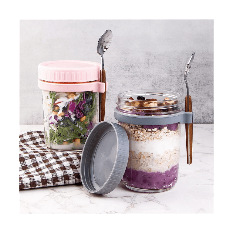Ckepdyeh Overnight Oats Container with Lids and Spoon, 4 Pack Jars for Overnight Oats, Overnight Oats Jars, As Shown