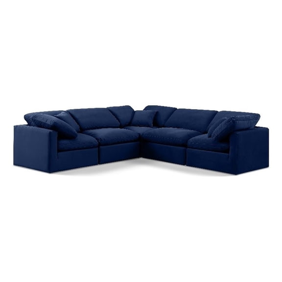 Meridian Furniture Indulge 158.5" Velvet L-Shaped Modular Sectional in Navy