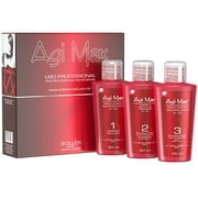 Agi Max Brazilian Natural Keratin Hair Treatment Kit for Straightening Curls and Frizz, Reducing Dry Damage, Nourish and Hydrate Root to Tip, Support Color Treated Styles - 3 Steps (3 x 60ml)