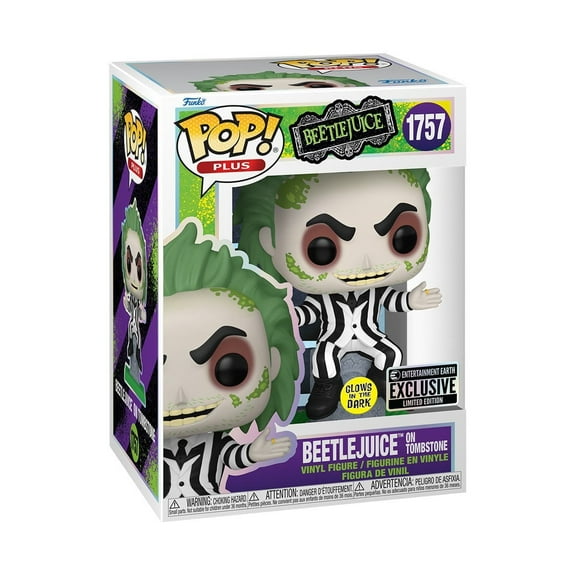 Beetlejuice on Tombstone Glow-in-the-Dark Funko Pop! Plus Vinyl Figure #1757 - Entertainment Earth Exclusive