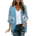 thumbnail image 3 of JURANMO Women's Kimono Cardigans 2025 Summer Boho Printed Loose Lightweight Cover Up Shrugs Casual Plus Size Tops 3/4 Sleeve Outfits Multicolor M Prime Sales Today, 3 of 6