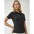 thumbnail image 3 of Textured Short Sleeve Blouse with Shirt Collar, 3 of 5