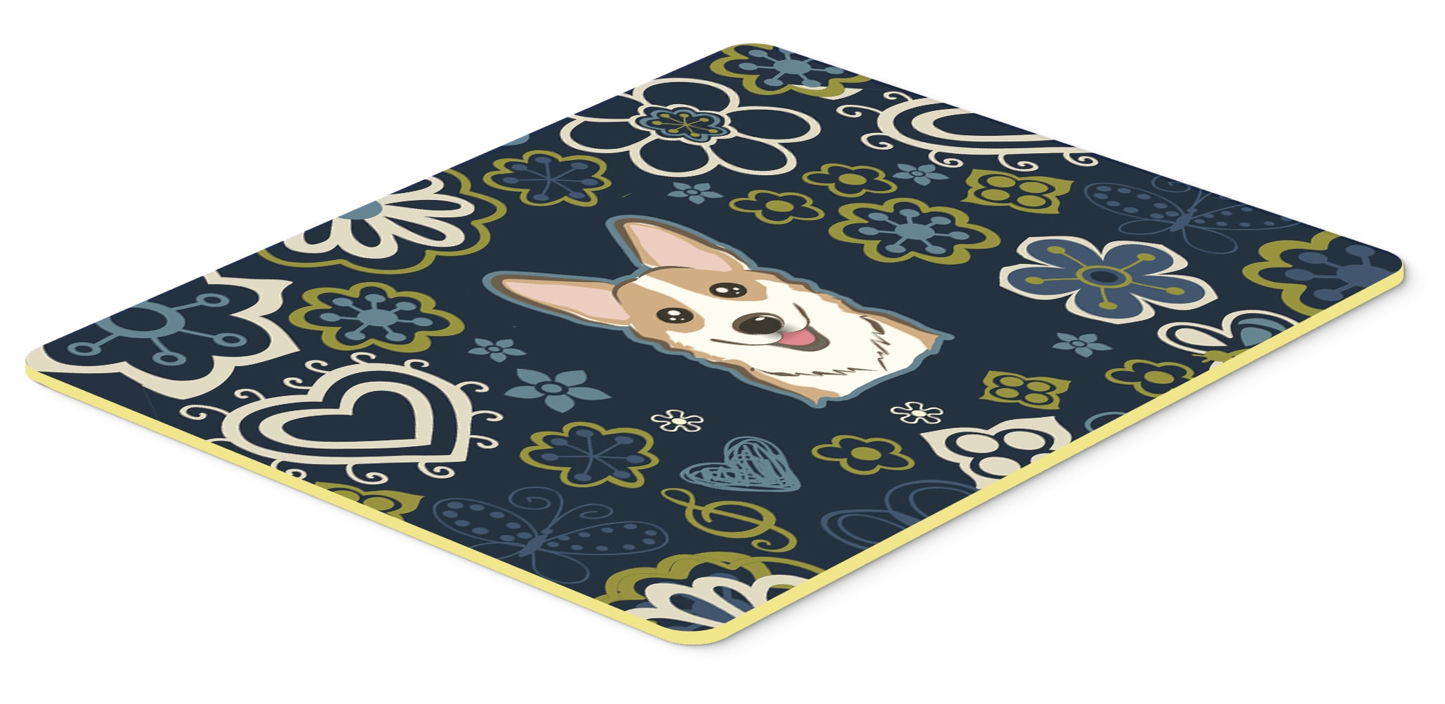 Blue Flowers Sable Corgi Kitchen or Bath Mat 20x30 ...