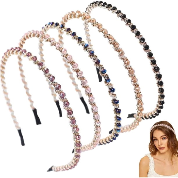 Chic Diadema para Mujer, 5 Piezas Diadema para Mujer, Diadema para Mujer con Diamantes de imitación, Diadema para Mujer de Cristal Brillante a la Moda, Diademas Antideslizantes para...Color Mezclado Rojo Verde