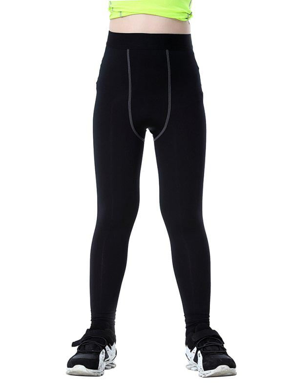 Youth Compression Pants Boys Leggings Base Layer with Double Layer Thick Material