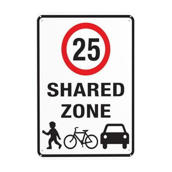 Shared Driveway 25Km Speed Limit Tin Sign Warning Metal Sign Vintage Sign Wall Decor for Home Farm Bar Coffee Shop Club Decoration 8x12 Inch