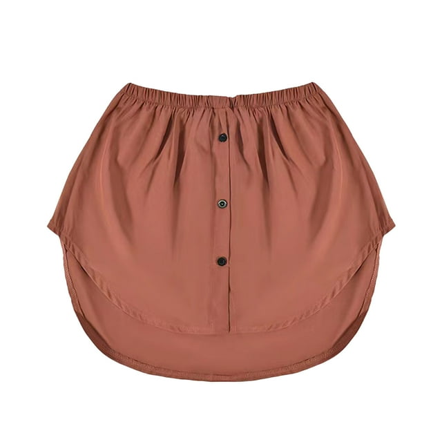 Prolriy Rallonge de Chemise pour Femmes, Extensions de Chemise pour Femmes, Haut Tout en Bas Superposé à la Taille avec Élastique, Extension de Chemise Superposée, Jupes Basses pour Femmes Café TG