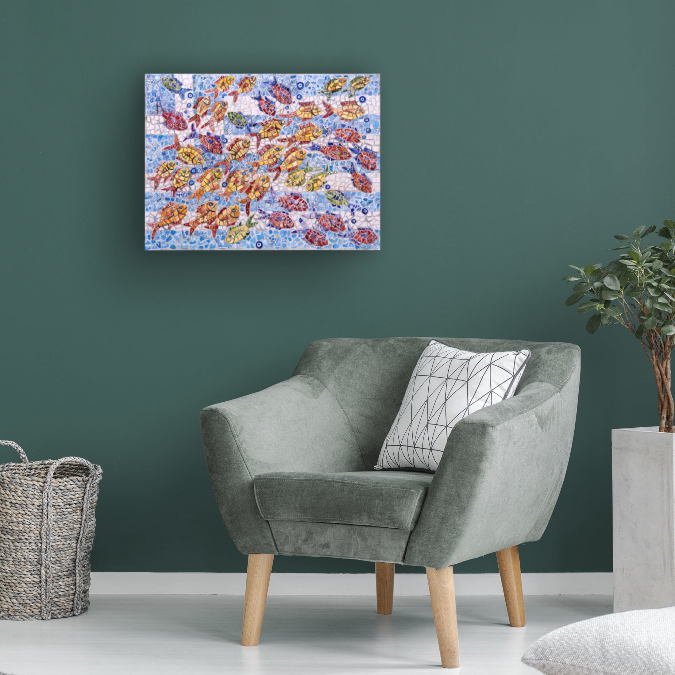 Canvas Wall Art - Charlsie Kelly 'Sardines for Greece' Wall Art for Living Room, Bedroom, or Office Décor by Trademark Fine Art - 32 x 24 Inches