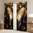 thumbnail image 2 of Homewish Romantic Butterfly Animal Black Out Curtains, Gold Sequin Print Curtains Pack of 2 (42x63 Each), Couple Anniversary Bedroom Curtains, Curtains and Drapes Decor, 2 of 6