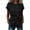 Black, variant on Women's Crew Neck Rolled Short Sleeve Tie Waist Blouse, Casual Wrap Front Tunic Top