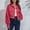 Watermelon Red(New), variant on PNTUTB Fashion Women's Corduroy Solid Color Bell Sleeves Loose Lapel Button Down Cropped Coat with Pockets