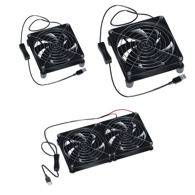 pitrice Office USB Powered Cooling Fan Living Room Bedroom TV Box Computer Router Strong Wind External Fan Accessories 12cm Type 2
