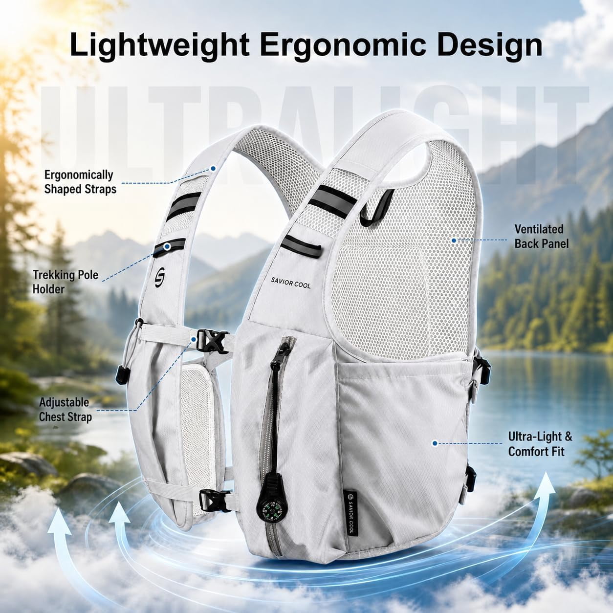Cooling Hydration Vest with 2L BPA-Free Water Bladder, Running Vest with 3 Removable Cooling Packs, Lightweight Outdoor Hydration Pack for Hot Weather, Hiking, Cycling, Training
