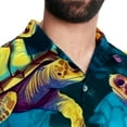 thumbnail image 5 of Turtle Seamless Men's Short Sleeve Shirts with Spread Collar Tops, Casual Printed Poplin Shirt, Button Down Short Summer Beach Shirts - Unisex, 5 of 6