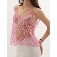 thumbnail image 5 of LMLYSoH Women Summer Mesh Camisole Casual Sequin Embroidery Sheer V-Neck Spaghetti Straps Tank Tops Sleeveless T-Shirt, 5 of 9
