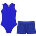 thumbnail image 3 of Hansber Leotards for Girls Gymnastics Dance Unitards with Shorts Set Tumbling Outfit Active Biketards Blue 10, 3 of 7