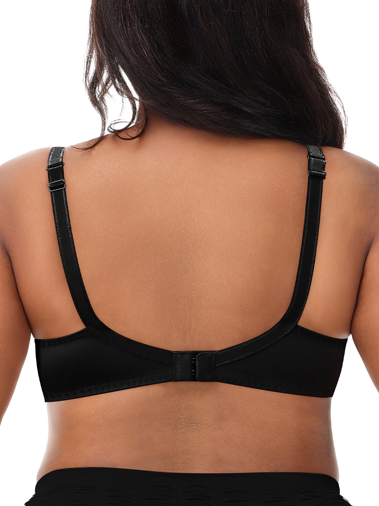 Deyllo Women's Sheer Lace Mesh Bra, Unlined Full Cup, Black 36C