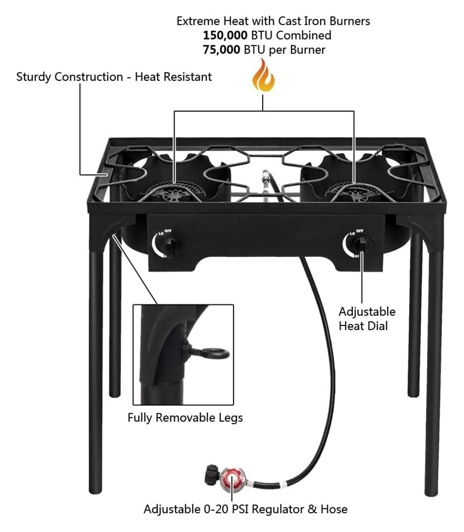 TiaGOC 2 Burner Propane Camping Stove