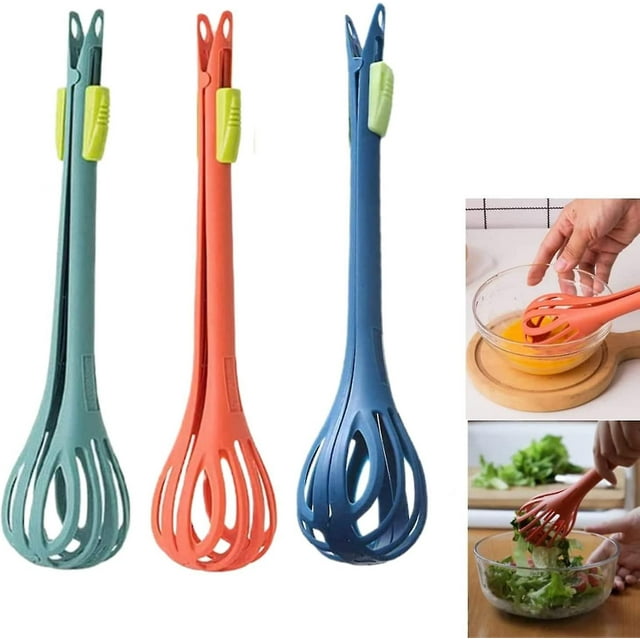 Multifunctional Whisk, Food Clip & Egg Whisk, 3pcs Mixer, Pasta Spaghetti Tongs, Food Clip, Hand Egg Beater