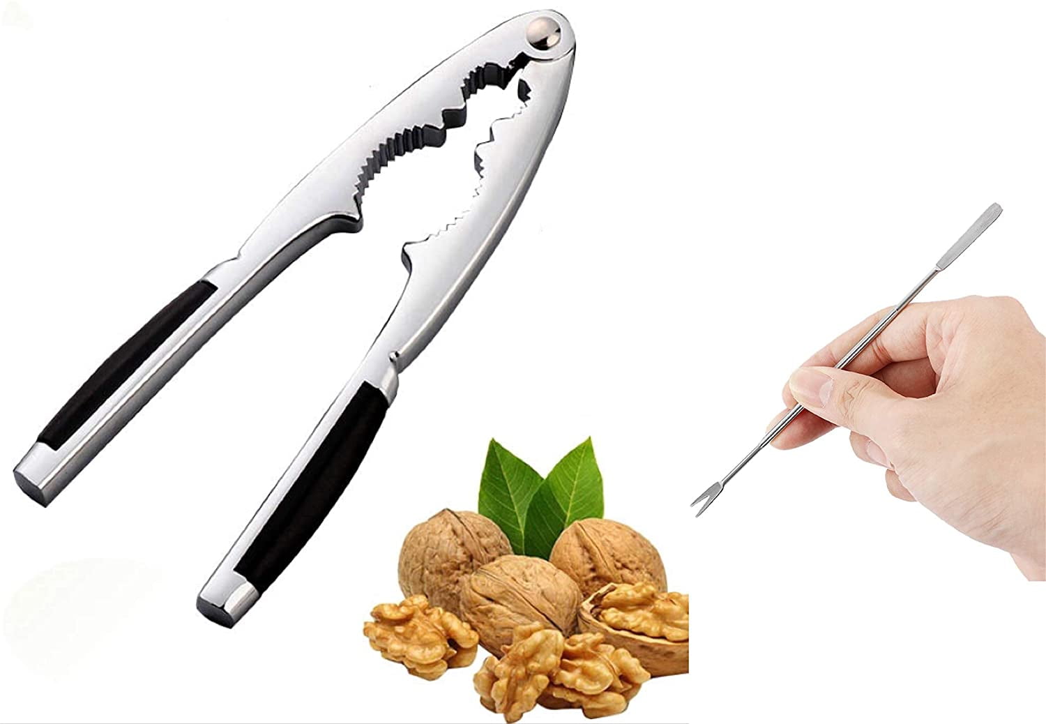 Kepooman Portable Heavy Duty Walnut Opener Tool with Black Non-Slip Handle for Nut Crackers Kepooman Portable Heavy Duty Walnut Opener Tool with Black Non-Slip Handle for Nut Crackers