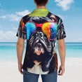 thumbnail image 4 of Honeii Rainbow Bulldog Sunglasses Print Men’s Hawaiian Shirt,Classic Button-Down Short Sleeve Shirt, for Beach, Vacation, and Outdoor Activities,Small, 4 of 7